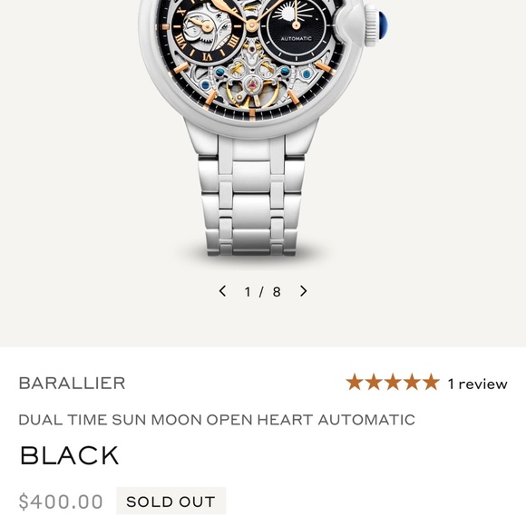 Thomas Earnshaw - BARALLIER - DUAL TIME SUN MOON OPEN HEART AUTOMATIC - Picture 7 of 9